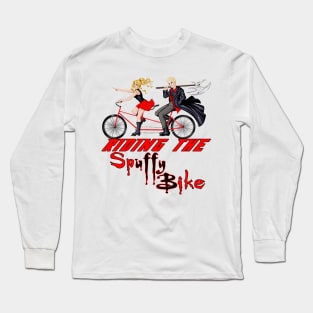 Riding the Spuffy Bike (black/no outline) Long Sleeve T-Shirt